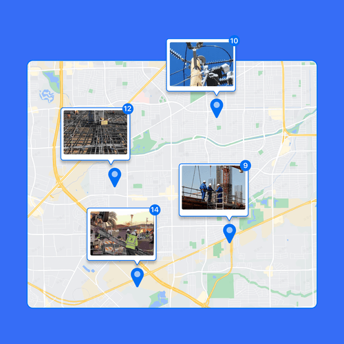 Photos on the map,
auto-tagged