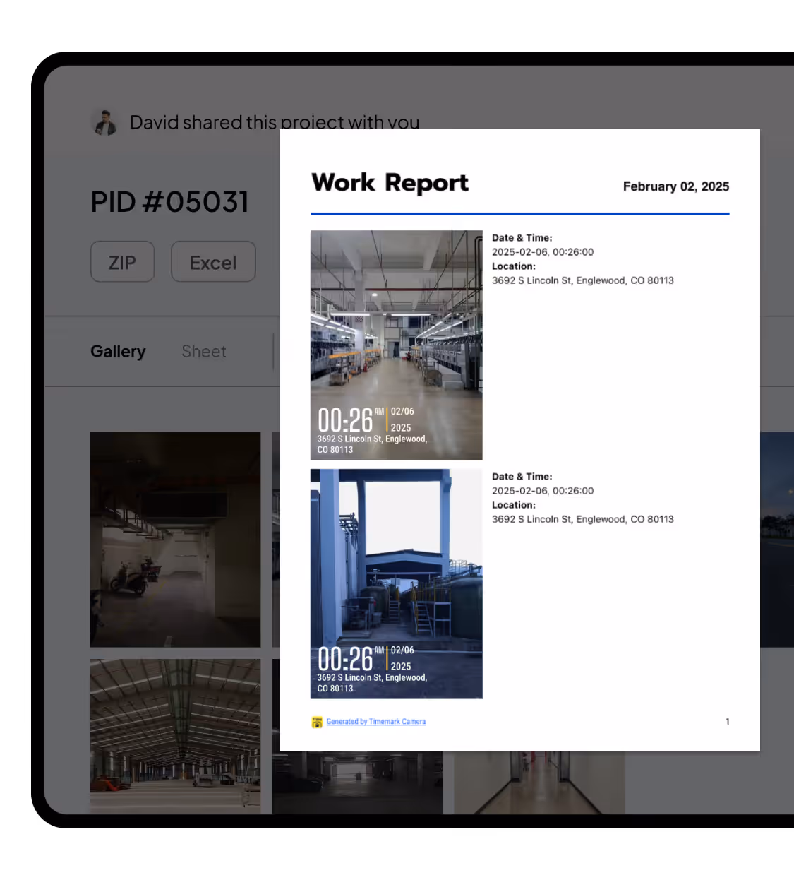 A PDF report generated from photos in Teamspace.