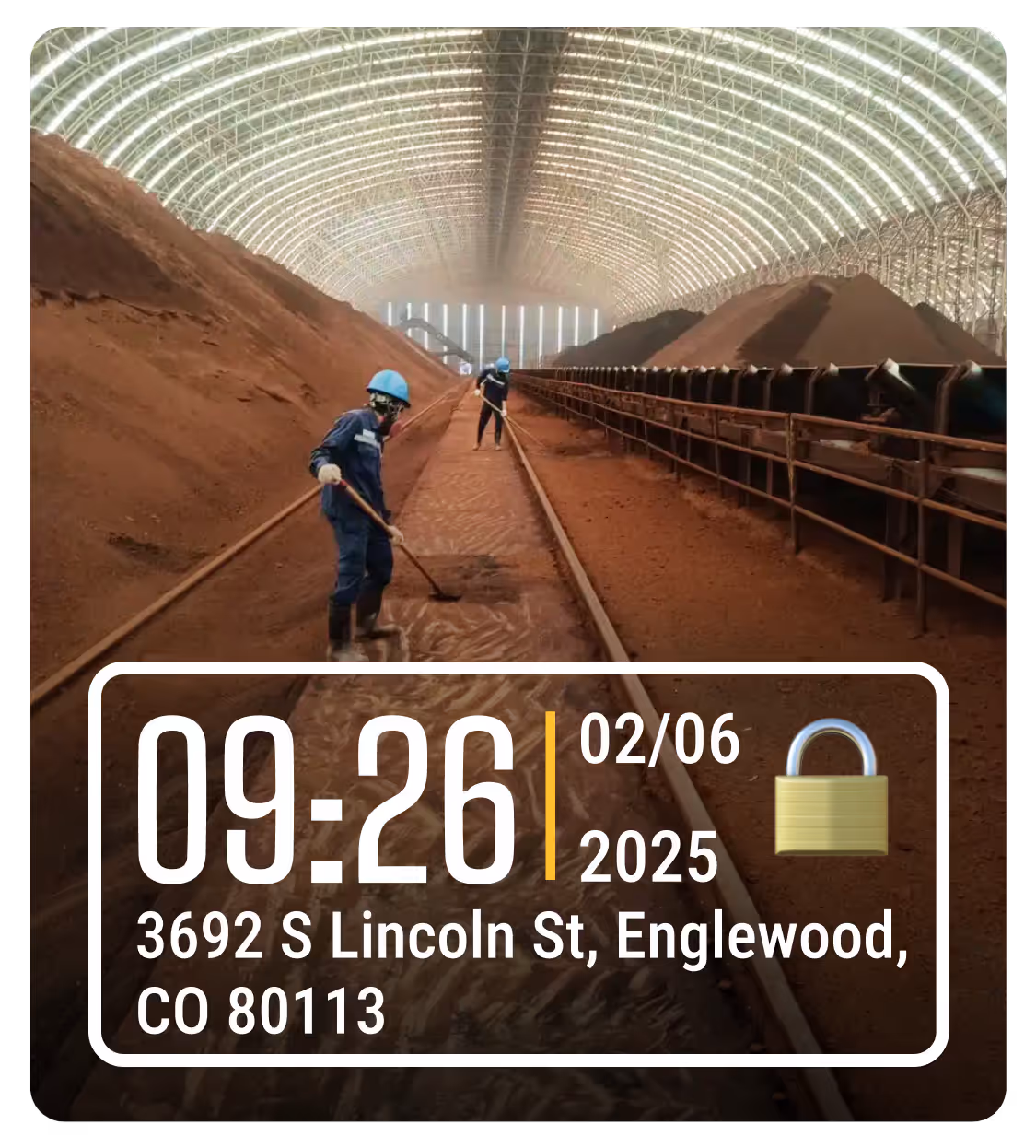 Time and location metadata stamped on a construction photo.