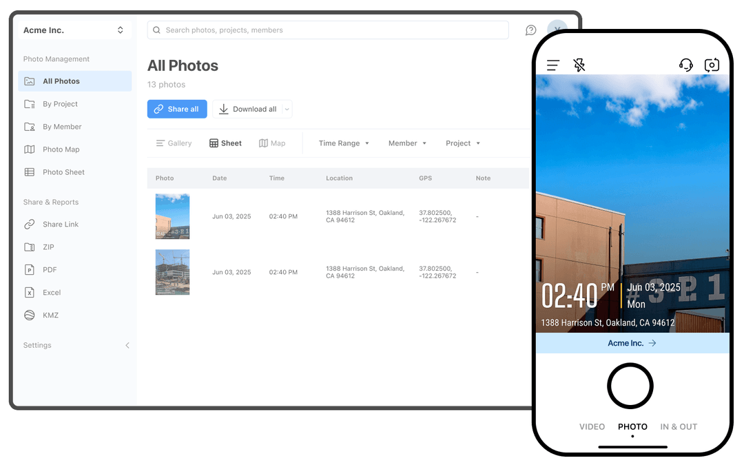 Timemark live demo interface
