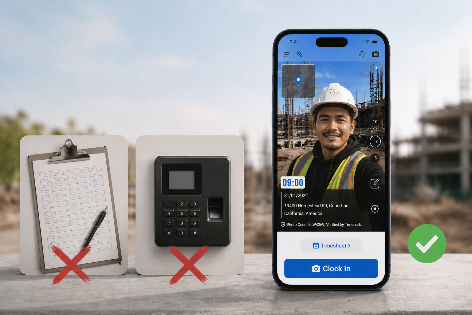 Pekerja lapangan Indonesia menggunakan Timemark untuk absensi GPS