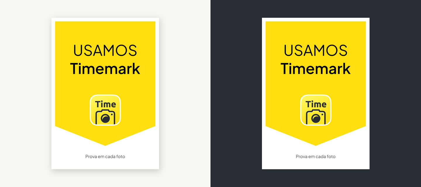 Timemark "We use Timemark" print sign on light and dark backgrounds (pt)