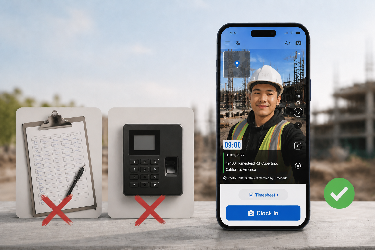 Nhân viên hiện trường Việt Nam dùng Timemark để chấm công GPS